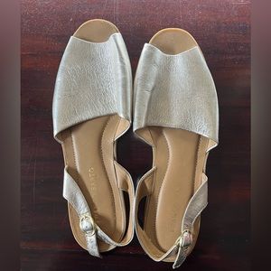 Franco Sarto Peep Toe Flat Sandal with Buckle